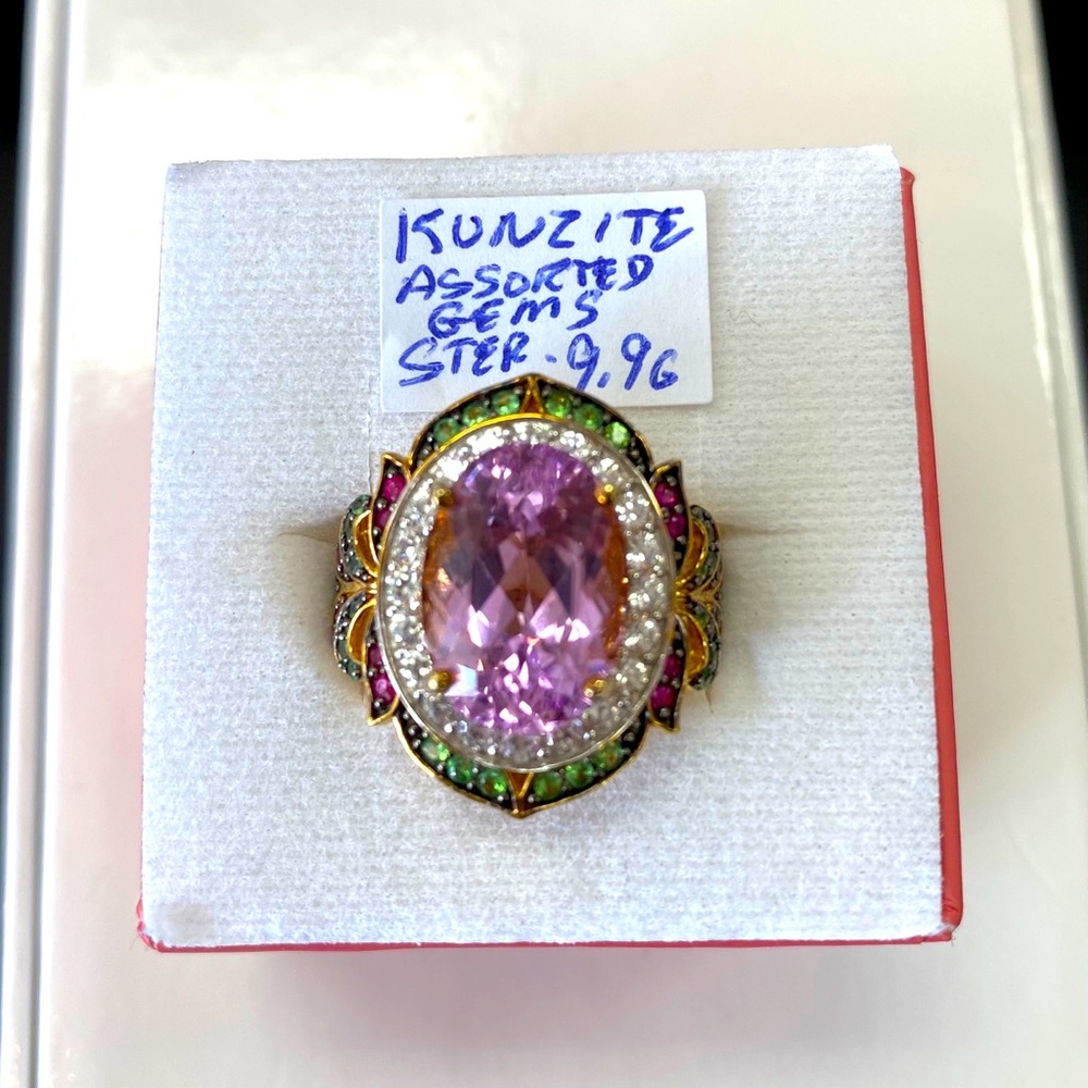 New Sterling Silver Kunzite, Rubies and Peridots